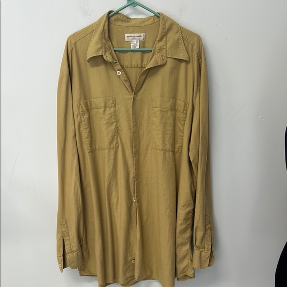 Pronto Uomo Men Dress Shirt Cotton Rayon Blend Tan Gold Color Plus Size 2XT - Picture 1 of 7